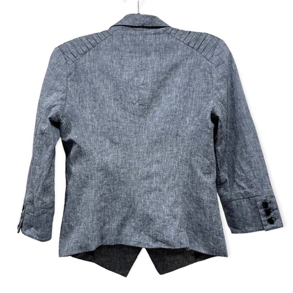 MANOUKIAN Heather Grey 3/4 sleeve cropped linen blazer size 36 - Picture 3 of 4